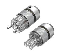 Brollitest Fiche de Contact de Protection Haut de Gamme Rhodiée - Secteur Schuko Transparente + IEC 320 C15 (Plaqué Rhodium)