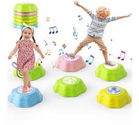 Brolteja 6 pièces pierres d'équilibre pour enfants avec Lumières et Musique,Durables Antidérapantes Jouets sensoriels d'intérieur,Favorise l'équilibre et la chez pour les Enfants