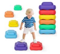 Brolteja 6 pièces pierres d'équilibre pour enfants,Pierres d’équilibre Montessori enfant 3+ ans,Balance Stepping Stones,Favorise l'Équilibre et la Coordination, Empilables Antidérapantes Parcours