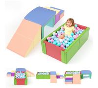 Brolteja Blocs de construction en mousse pour bébé de 1 à 3 ans, tour d'escalade avec toboggan, grands blocs de construction pour tout-petits (multicolore)