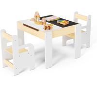 Brolteja Ensemble de table à manger et chaises Montessori en bois pour enfants, table de jeu avec espace de rangement, convient pour lire, jouer, manger (deux chaises)