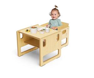 Brolteja Ensemble table et chaises pour enfants, table de jeu Montessori en bois avec espace de rangement, convient pour les enfants pour lire, jouer, manger