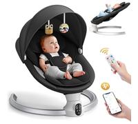 Brolteja Transat bébé,Balancelle bebe electrique avec APP peut contrôler la et Bluetooth,transat bebe electrique avec 5 vitesses de balancement, minuterie à 3 étapes et télécommande（noir）