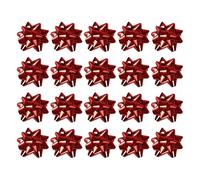 BroLuka 20 x Gold Metallic Gift Bows Self Adhesive Decorative Beautiful Gift Wrapping Pull Bows for Christmas, New Year & Party Presents (Red)