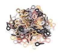 BroLuka 200 Pcs Mini vis à oeillet,5 x 10mm/ 6.5 x 13mm petites vis à goupilles d’oeil auto-taraudage pour la fabrication de bijoux, bricolage, ornements suspendus