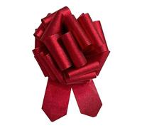 BroLuka Lot de 1 Grand Nœud à Tirer de 12 Pouces, Ruban Métallique Extra Géant pour Emballage Cadeau, Décoration de Voiture et Cadeau de Mariage (SablageRouge)