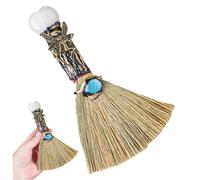 Brome de sorcière d'halloween, Broom de l'autel Wiccan Wiccan, Broomstick avec Cristal en Forme cœur, décor d'halloween pour guérison du fengshi, Balai, sorcières