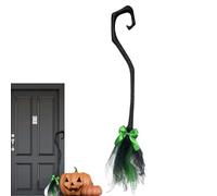 Brome de sorcière d'Halloween, style traditionnel de 37 pouces avec accent ruban pour décoration de porche de porte de porte d'entrée effrayante, boucle de suspension de conception légère portable, ma