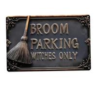 Brome de sorcière, panneau de stationnement à balais 12x8 pouces suspendu au fer vintage pour le bar à la maison Cafe Decor Witch, panneau d'Halloween