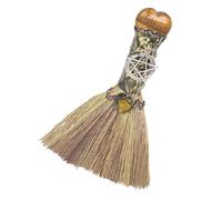 Brome des sorcières d'halloween - décor en de cuivre en de 6 Pouces | Broomstick Miscanthus Fait à la Main - Outil de Nettoyage et de sorcière et Ornement de Bureau pour la mé