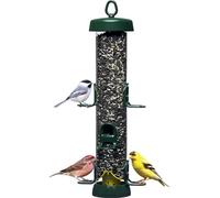 Brome Tube Solution 200 Mangeoire pour Oiseaux Sauvages - 6 Ports de graines, capacité de 1,5 kg, perchoirs Extra Larges, Facile à remplir et à Nettoyer, Montage sur Poteau, Plateau de graines