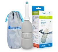 Brondell GoSpa Bidet portable essentiel pour un usage quotidien, camping, randonnée et activités de plein air, compact et discret, avec sac de voyage, 400 ml, brouillard
