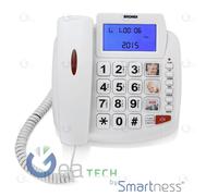 Brondi Bravo 90 LCD Téléphone Fixe Filaire Pour Seniors Grandes Touches Blanc