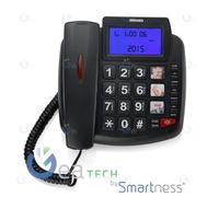 Brondi Bravo 90 Lcd Téléphone Fixe Pour Seniors Tactile Grand Haut-Parleur Noir