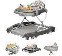 BRONEA® 4-en-1 Trotteur bébé | Chariot de marche fonction balançoire et panneau de jeu avec d’activités, lumières & mélodies | Hauteur réglable & pliable | Roulettes gommé et freins silencieux