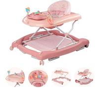 BRONEA® Trotteur Bébé 5-en-1 Pliable | Trotteur, Balancelle, Pousseur & Centre d’Activités | Lumières et 12 Mélodies | Hauteur Réglable | Dès 6 Mois | Rose