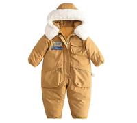 BRONG Bébé Filles Garçons Combinaison de Ski Hiver Enfants Encapuchonné Toison Barboteuse Fermeture éclair Manteau Chaud avec Poches Tenues