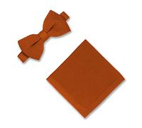 Broni&Bo Ensemble nœud papillon et carré de poche tricotés pour homme à partir de couleurs unies nœud papillon et mouchoir assorti pour toutes les occasions, cuivré, taille unique