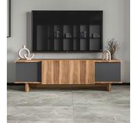 Broni meuble tv design avec placards aspect bois et gris anthracite 180cm