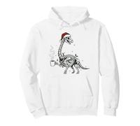 Brontosaure Squelette de Noël Café Fossile Chapeau de Père Noël Sweat à Capuche