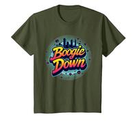 Bronx Boogie Down Retro Urban Music Lover Cadeau T-Shirt, Enfant, Olive, 6 Ans