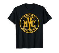 Bronx New York Circle Sign Distressed Amber Print T-Shirt