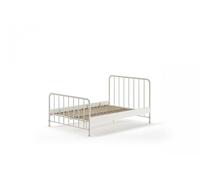 Vipack Lit double Bronxx en métal avec sommier 140 x 200 cm Blanc mat