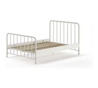 Vipack Lit double Bronxx en métal avec sommier 140 x 200 cm Blanc mat