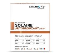 BRONZAGE | Autobronzant gelule 2-EN-1 GRANIONS | Complément alimentaire accelerateur bronzage | Protège | Formule Enrichie en Pigments Naturels | | Format 1 mois | 30 Gélules | Marque Française