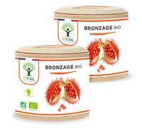 Bronzage Bio - Autobronzant - Complément Alimentaire - 100% Poudre Urucum Bio - Fabriqué En France - Certifié Ecocert - Vegan - 2x60 Gélules