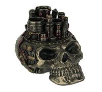 Bronze Finish Steampunk Style Human Skull Chimney Desktop Pen Holder