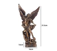 Bronze L - Statue de Saint Michel en Résine, Sculpture d'Ange, Archange de Michel, Figurine de Démon, Vaincu