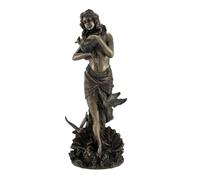 Bronzed Aphrodite with Doves on Scallop Shell Statue