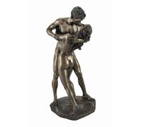 Bronzed Nude Lovers in a Passionate Embrace Sharing a Kiss Statue