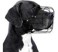 BRONZEDOG Muselière Chien Réglable en Fil Métallique Durable pour Grands Chiens, Sangles en Cuir, Respirant, Permet de Boire, Entraînement, Empêche Les Morsures (Dogue Allemand, PVC)