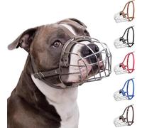 BronzeDog Muselière pour Chien en métal Amstaff Panier en Fil de Fer Sangles réglables en Cuir pour Grands Chiens