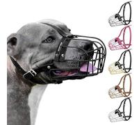 BronzeDog Muselière pour Chien en métal Amstaff Panier en Fil de Fer Sangles réglables en Cuir pour Grands Chiens