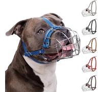 BronzeDog Muselière pour Chien en métal Amstaff Panier en Fil de Fer Sangles réglables en Cuir pour Grands Chiens