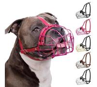BRONZEDOG Pitbull Muselière pour Chien en métal Amstaff avec Sangles réglables en Cuir pour Grands Chiens (Rose)