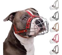 BronzeDog Muselière pour Chien en métal Amstaff Panier en Fil de Fer Sangles réglables en Cuir pour Grands Chiens