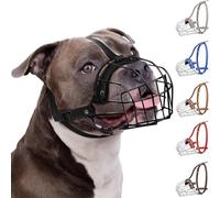 BRONZEDOG Muselière pour Chien Pitbull - Panier métallique Respirant pour Grands Chiens comme l’Amstaff, avec Sangles en Nylon - Contre morsures, mâchonnement et aboiements