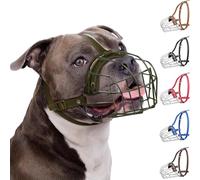 BRONZEDOG Muselière pour Chien Pitbull - Panier métallique Respirant pour Grands Chiens comme l’Amstaff, avec Sangles en Nylon - Contre morsures, mâchonnement et aboiements