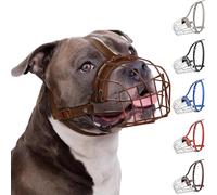 BRONZEDOG Muselière pour Chien Pitbull - Panier métallique Respirant pour Grands Chiens comme l’Amstaff, avec Sangles en Nylon - Contre morsures, mâchonnement et aboiements