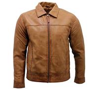 Bronzer Retro Homme Veste de Motard Cuir Nappa 2XL
