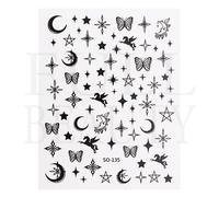 Bronzing Casting Nail Stickers",Holographique,Soleil,Lune,Étoiles,Coeurs,Nail Decals,Curseurs,Auto-Adhcommissions,"Transfert Decal Lebtf-S03 - Type So-135 Black