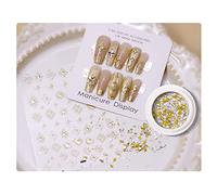 Bronzing Gold Silver Nail Autocollants Heart Art Auto-Adhsive Decques Faux Supplies -Crecor Bronzing Gold Silver Selfhsive Décalcomanies Décorations