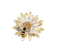 Brooch Einfache Öltropfen Emaille Legierung Biene Gänseblümchen Brosche Kragen Pin Zubehör Corsage Abzeichen Männer Frauen Brosche Schmuck 1 Stück Hijab Pins (Yellow, One Size)