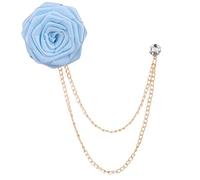 Brooch pin brooches Brooches Cloth Art Hand-Made Rose Flower Brooch Lapel Pin Badge Tassel Chain Women Men's Suit Accessories Corsage Pin for Birthday Party Anniversary (Light Blue)