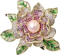 brooches Luxurious Peony Shape Alloy Brooch Jewelry Lapel Clips for Women Shawl Cardigan Collar pin Made in China