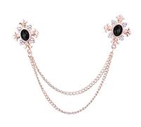 Brooches Pin Fashion Tassel Crystal Cross Chain Brooch Women's Shirt Collar Pin Brooches Personality Lapel Pin Buckle Women Accessories Brooch (Black)